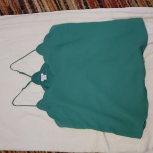 JCrew scalloped cami style tank green sz 12